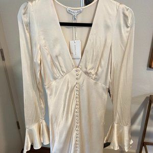 Shona Joy La Lune Frill Cuff Bias Midi Dress - Cream